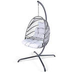 Swing Egg Chair with Stand - Gray Iron/Wicker, 1-Piece  Warm Home View