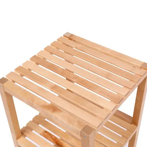 2-Tier Birch Bathroom Shelf, Narrow Shelving Unit, Multifunctional Storage Rack, Corner Rack, For Kitchen, Living Room, Bedroom, Entryway, Bathroom, Natural  Warm Home View