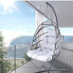 Swing Egg Chair with Stand - Gray Iron/Wicker, 1-Piece  Warm Home View