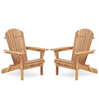 Wooden Outdoor Folding Adirondack Chair Set - Light Brown Hemlock, 2-Piece  Warm Home View