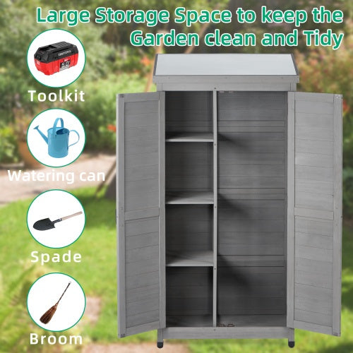 Wooden Outdoor Garden Storage Shed - Cedar Wood, 1-Piece  Warm Home View