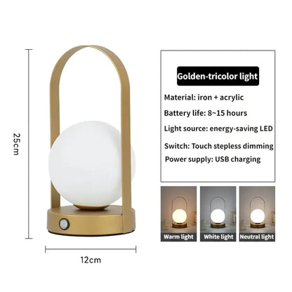 Dimmable Portable Wireless Metal Table Lamp