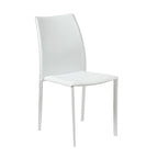 Set of Two White Upholstered Leather Dining Side Chairs  Warm Home View