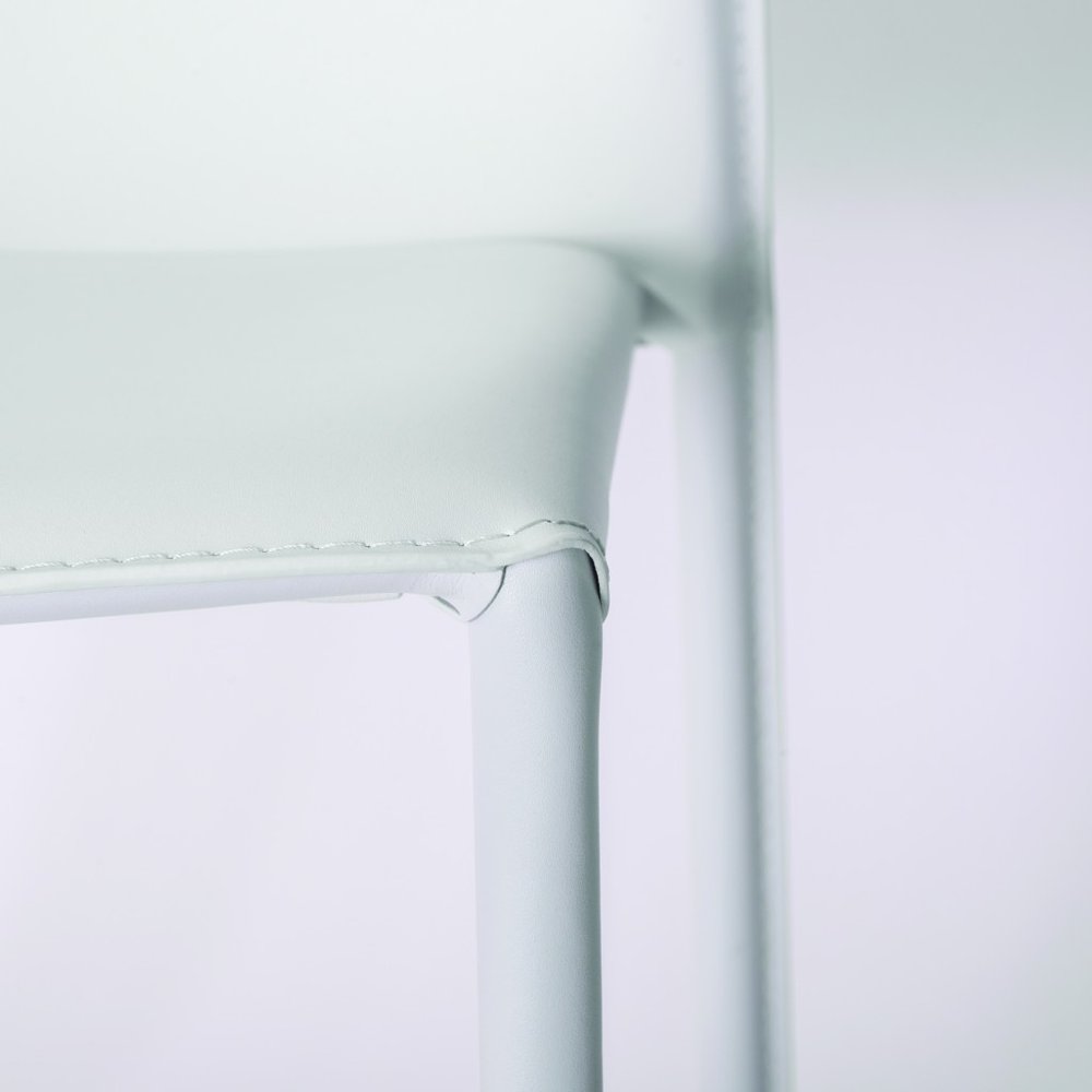 Set of Two White Upholstered Leather Dining Side Chairs  Warm Home View