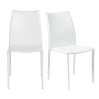 Set of Two White Upholstered Leather Dining Side Chairs  Warm Home View