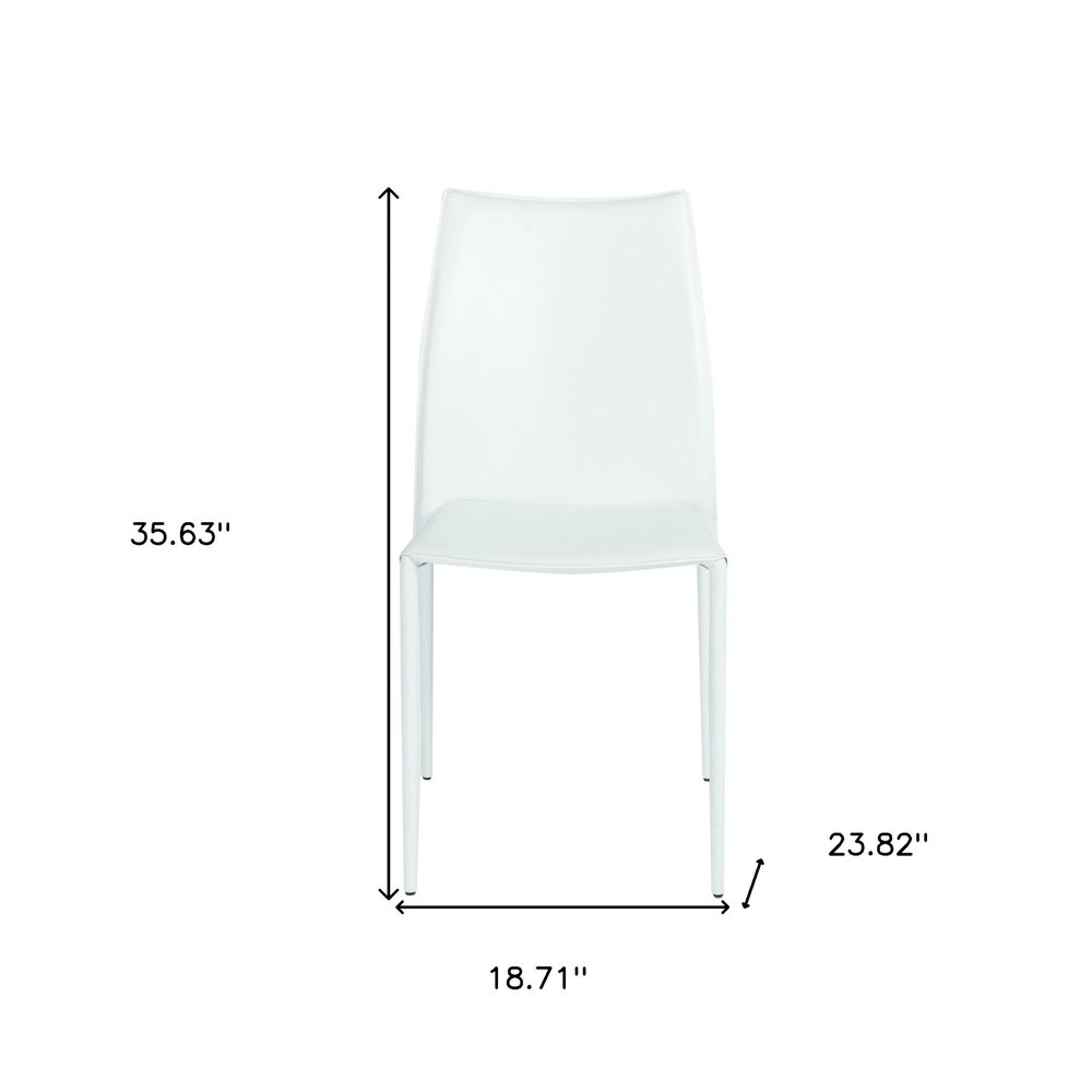 Set of Two White Upholstered Leather Dining Side Chairs  Warm Home View