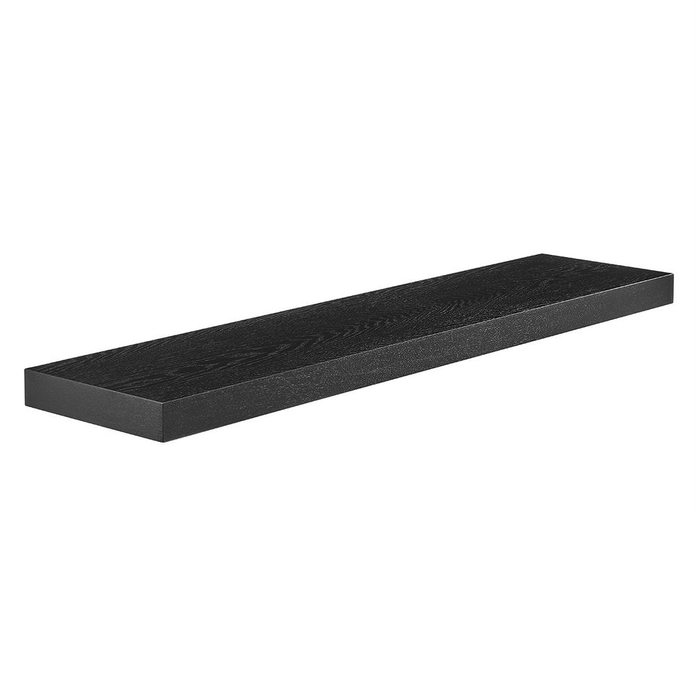43" Black Wooden Floating Shelf  Warm Home View