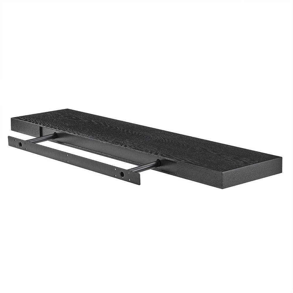 43" Black Wooden Floating Shelf  Warm Home View