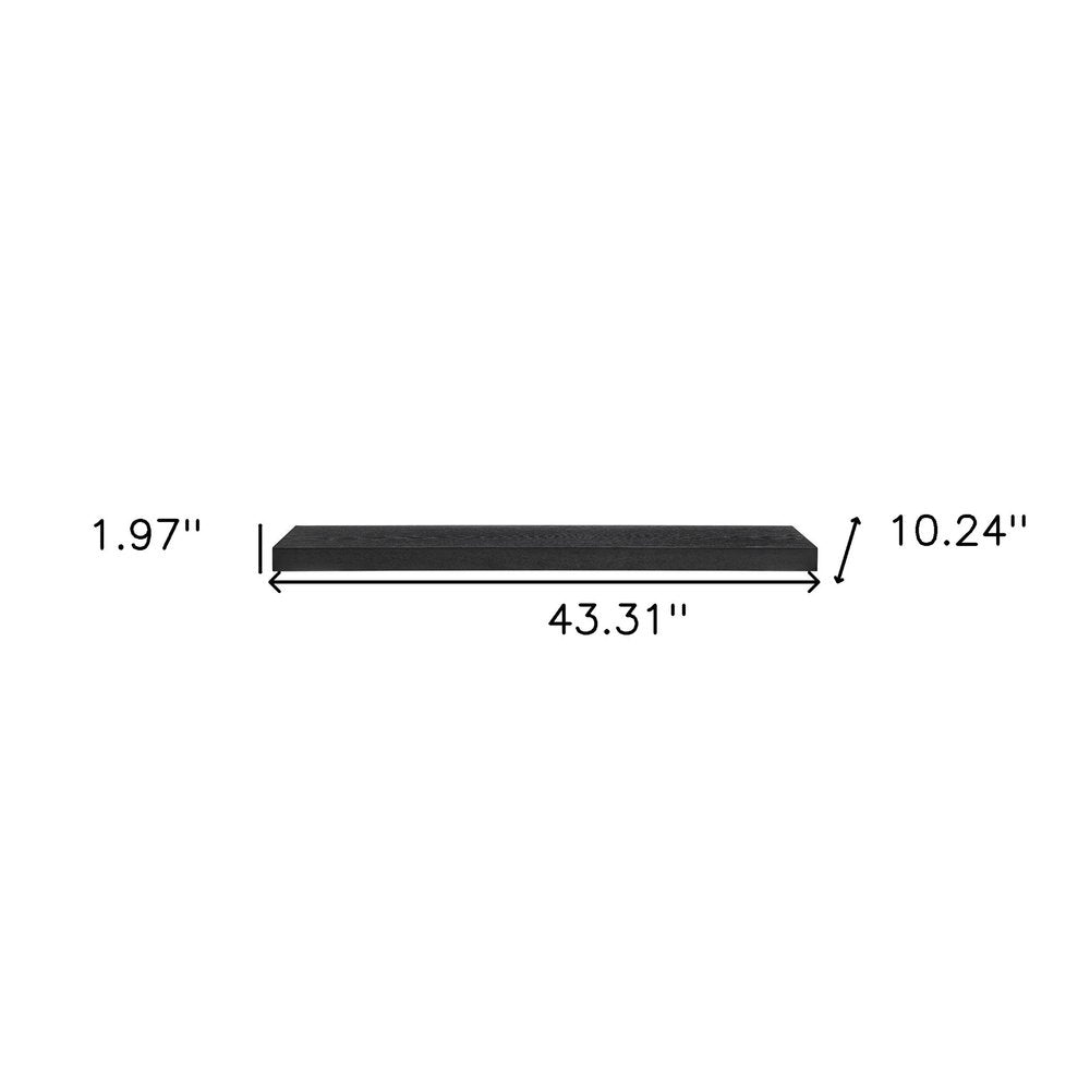 43" Black Wooden Floating Shelf  Warm Home View