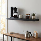 43" Black Wooden Floating Shelf  Warm Home View