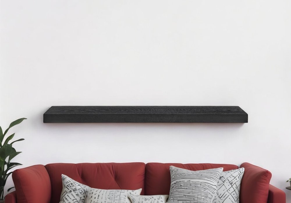 43" Black Wooden Floating Shelf  Warm Home View