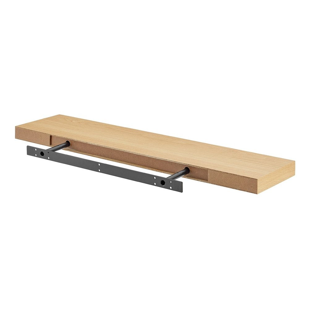 43" Natural Light Brown Wooden Floating Shelf  Warm Home View