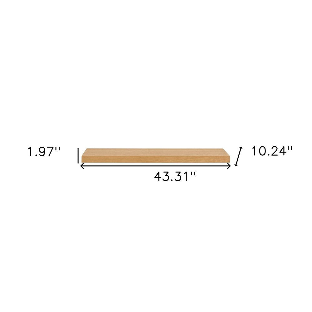 43" Natural Light Brown Wooden Floating Shelf  Warm Home View