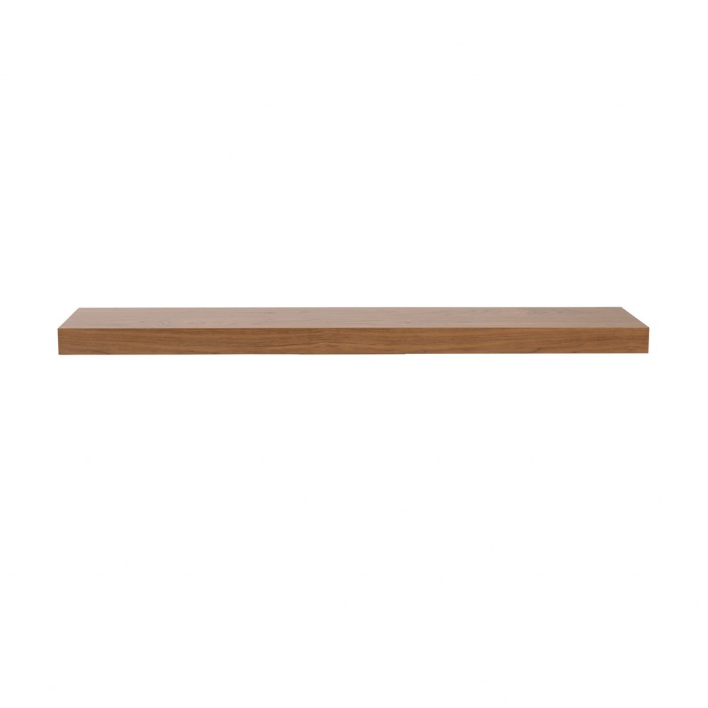43" Brown Wooden Wall Mounted Floating Shelf  Warm Home View