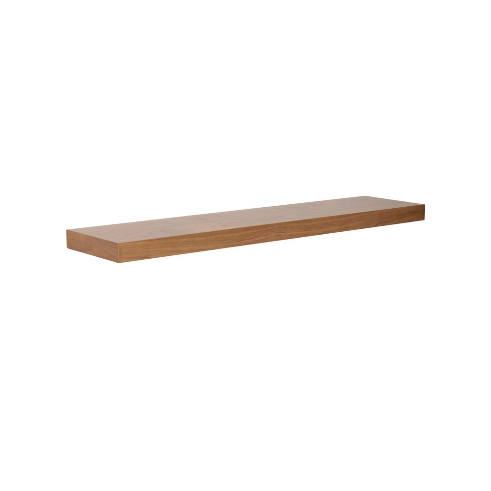 43" Brown Wooden Wall Mounted Floating Shelf  Warm Home View