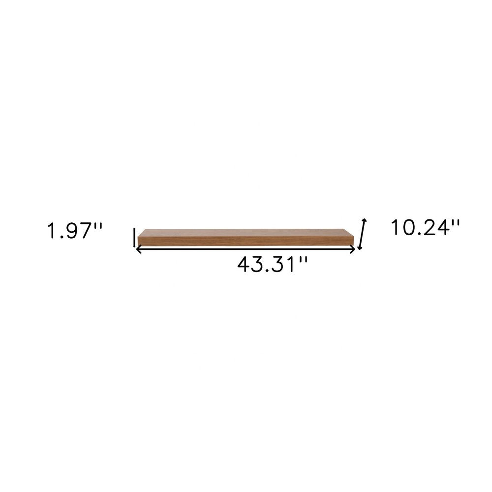 43" Brown Wooden Wall Mounted Floating Shelf  Warm Home View