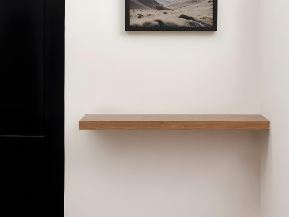 43" Brown Wooden Wall Mounted Floating Shelf  Warm Home View