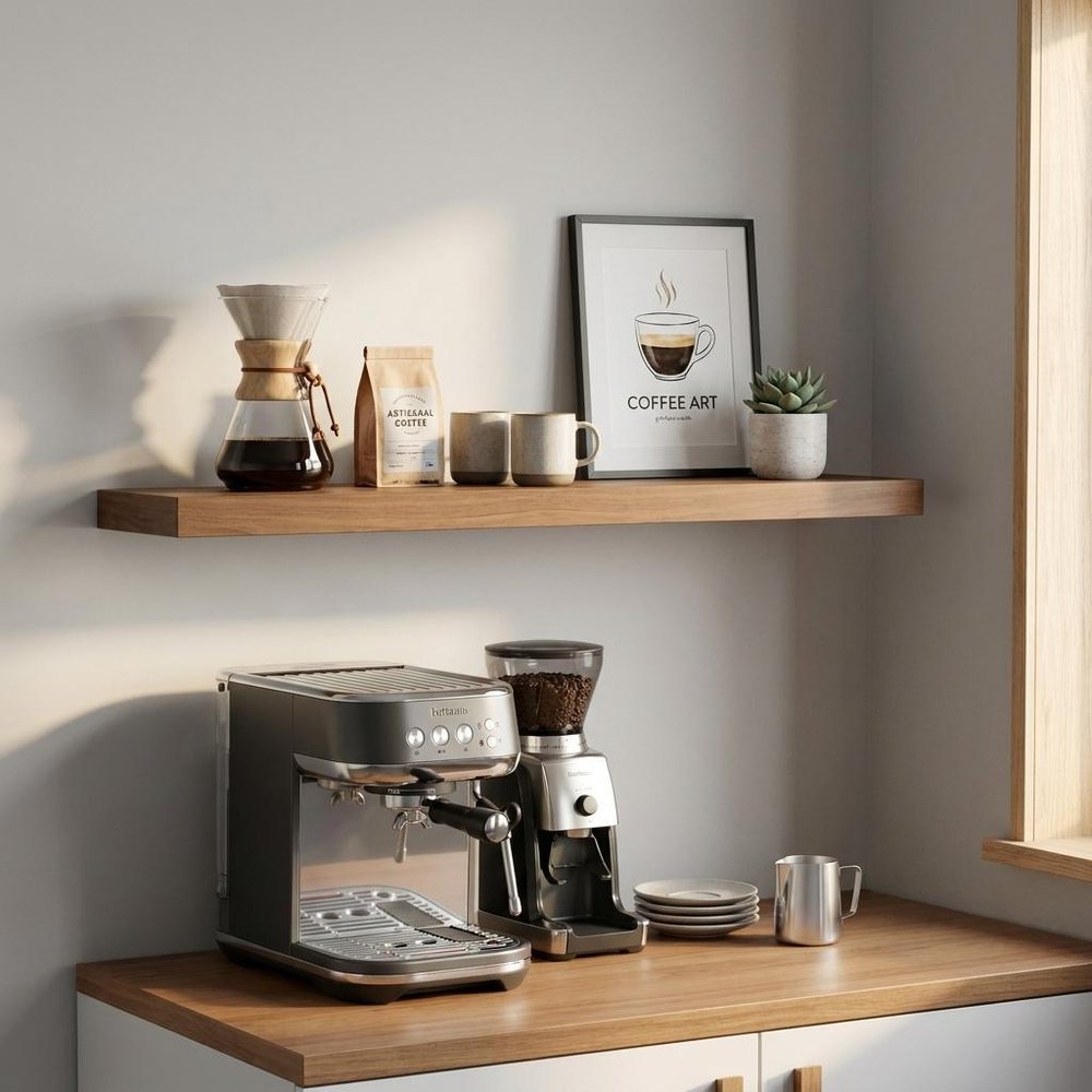 43" Brown Wooden Wall Mounted Floating Shelf  Warm Home View