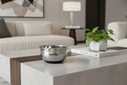 Sleek Stainless Steel Popcorn Serving Bowl  Warm Home View
