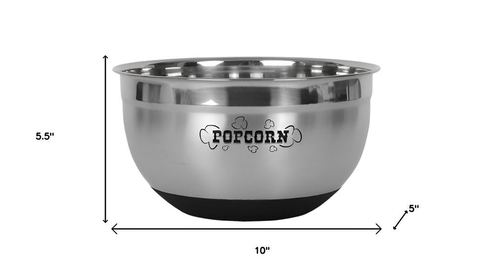 Sleek Stainless Steel Popcorn Serving Bowl  Warm Home View