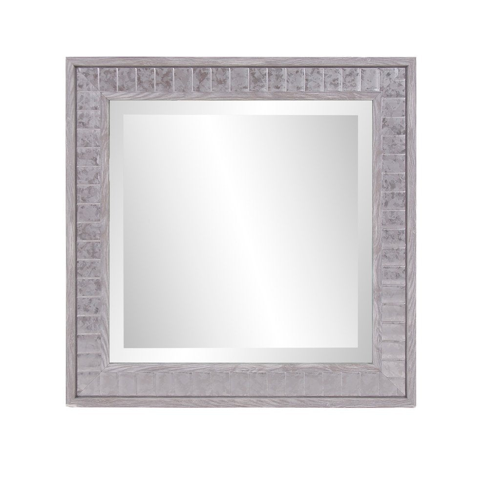 Warm Gray Faux Wood Square Mirror  Warm Home View