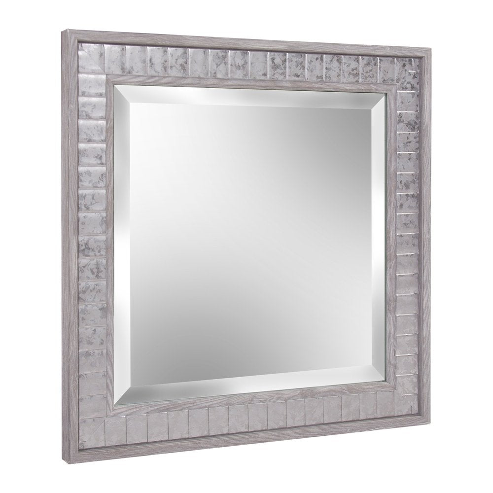 Warm Gray Faux Wood Square Mirror  Warm Home View