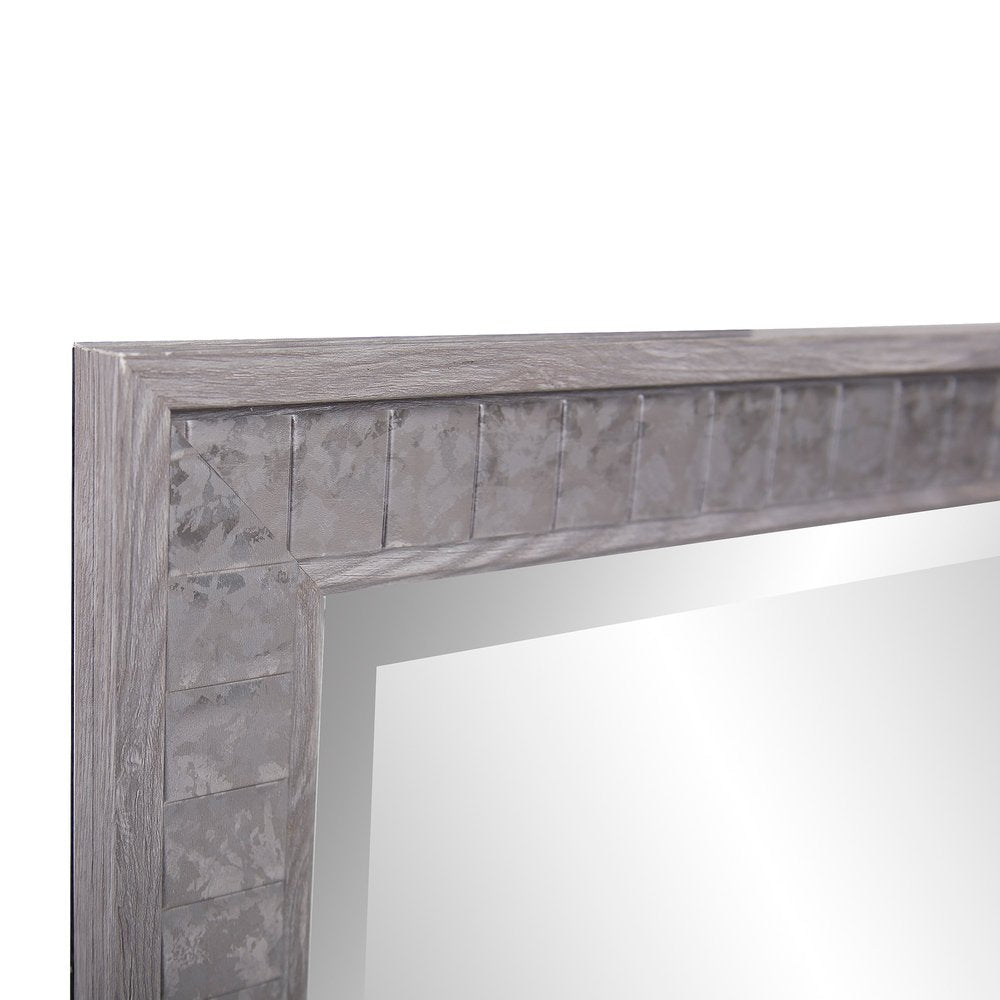 Warm Gray Faux Wood Square Mirror  Warm Home View