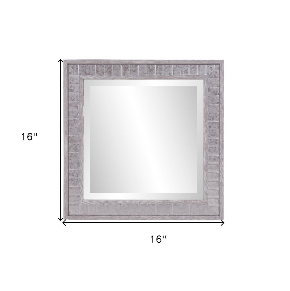 Warm Gray Faux Wood Square Mirror  Warm Home View