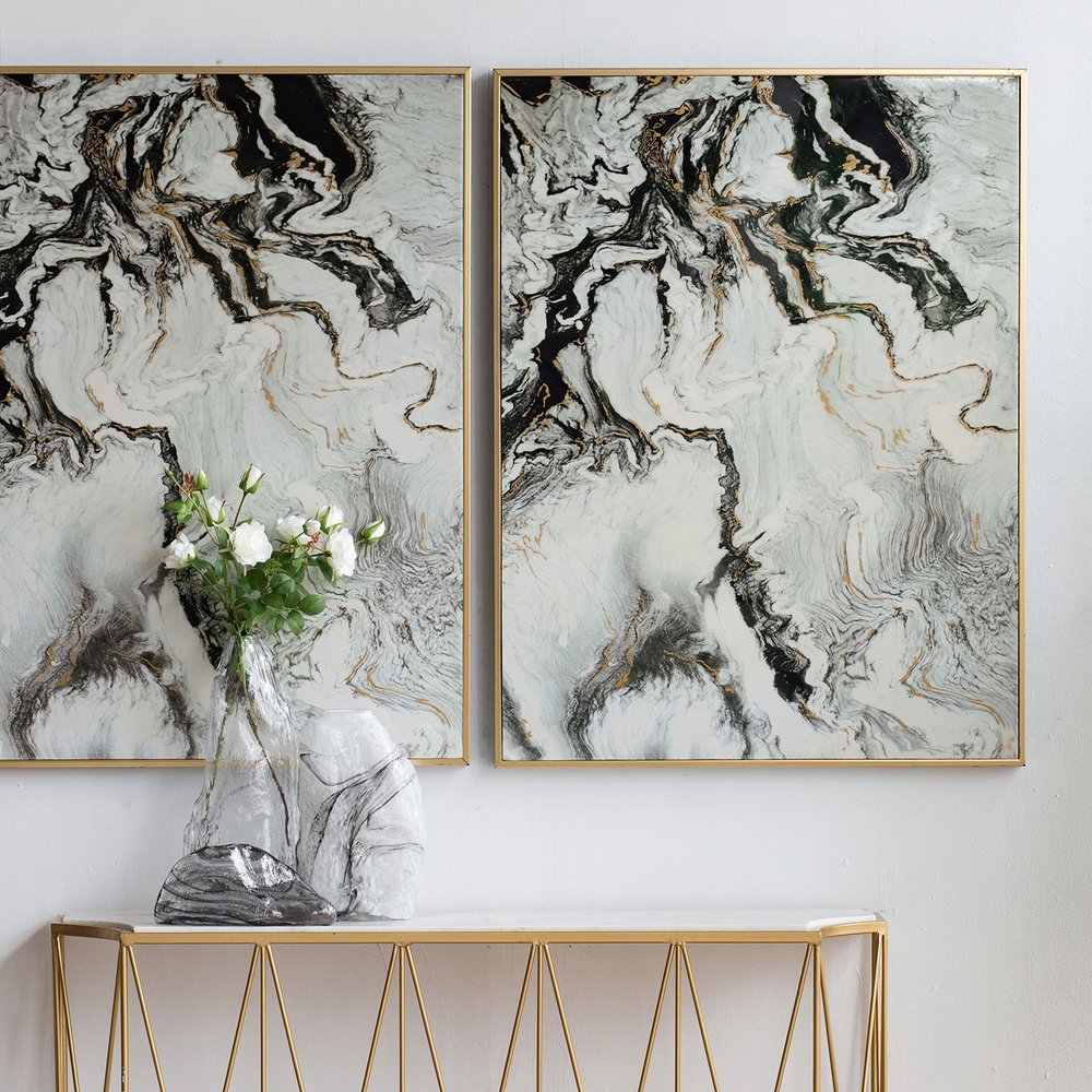Set of Two White Framed Art  Warm Home View