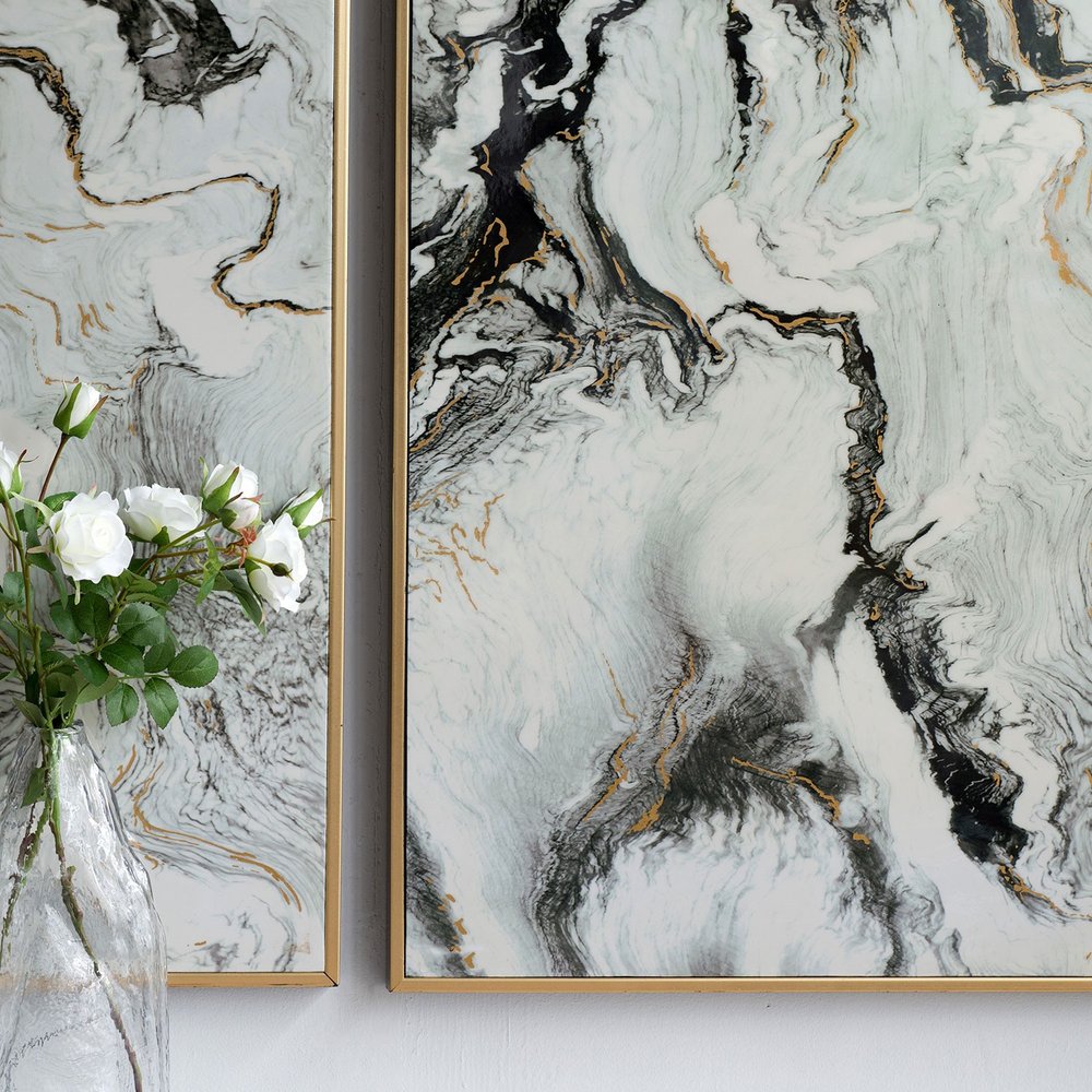 Set of Two White Framed Art  Warm Home View