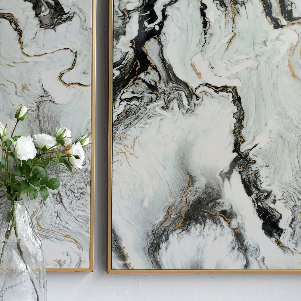 Set of Two White Framed Art  Warm Home View