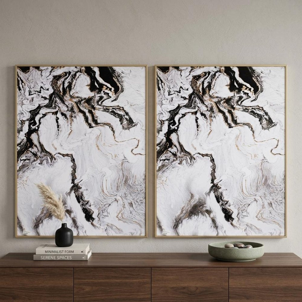 Set of Two White Framed Art  Warm Home View