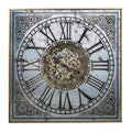 32" Gold And Silver Metal Analog Distressed Square Wall Clock  Warm Home View