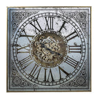 32" Gold And Silver Metal Analog Distressed Square Wall Clock  Warm Home View