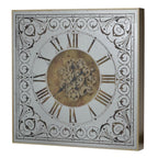 32" Gold And Silver Metal Analog Distressed Square Wall Clock  Warm Home View