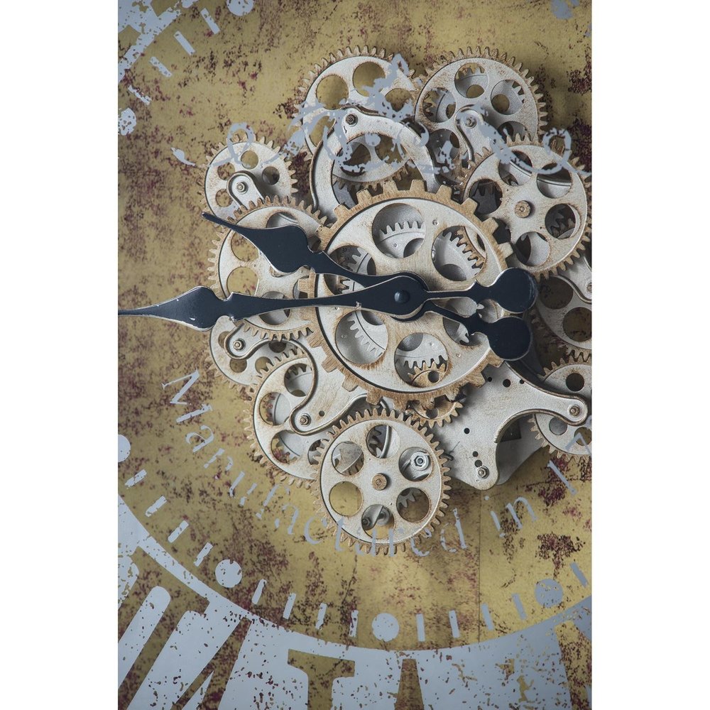 32" Gold And Silver Metal Analog Distressed Square Wall Clock  Warm Home View