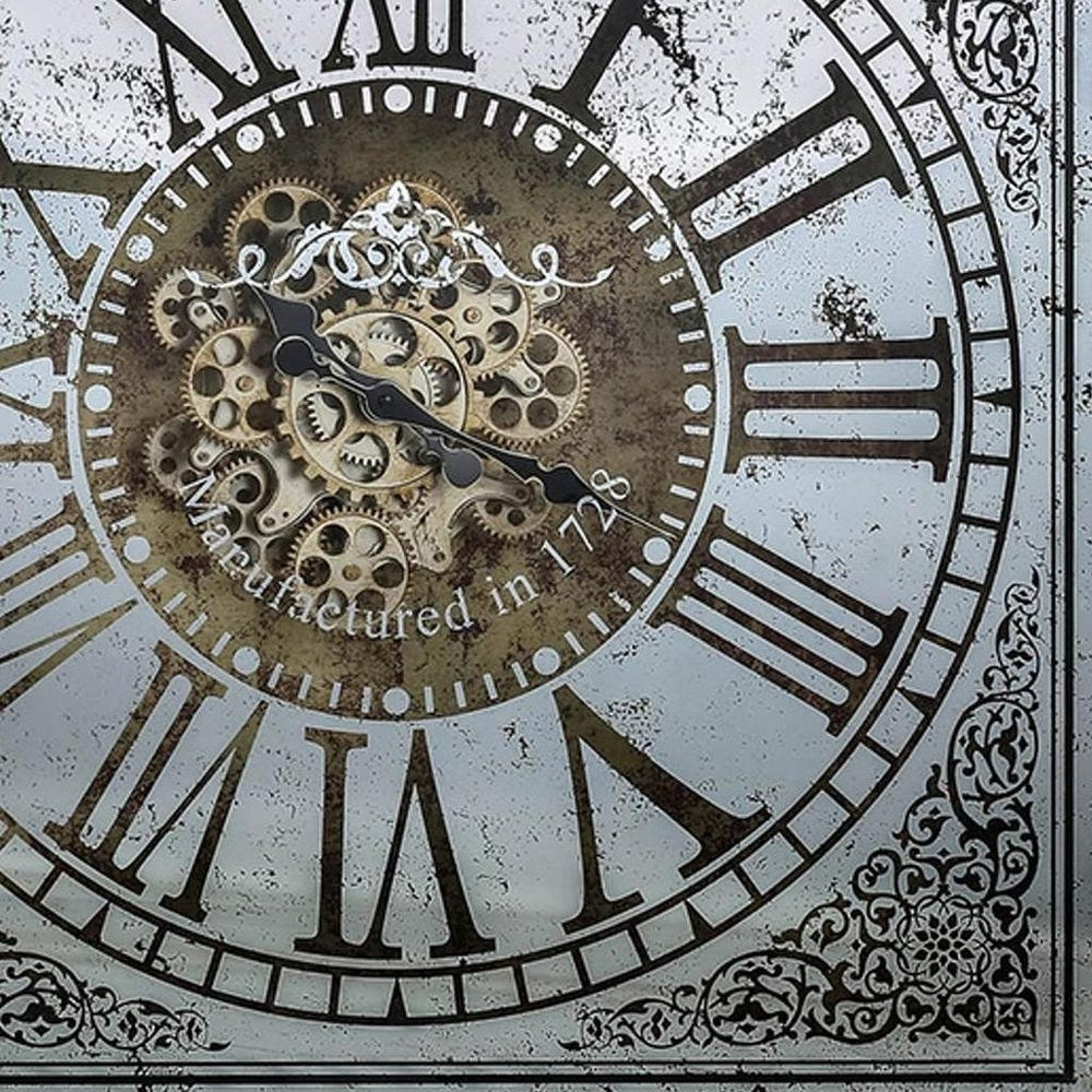 32" Gold And Silver Metal Analog Distressed Square Wall Clock  Warm Home View