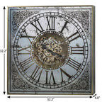 32" Gold And Silver Metal Analog Distressed Square Wall Clock  Warm Home View