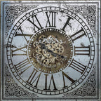 32" Gold And Silver Metal Analog Distressed Square Wall Clock  Warm Home View