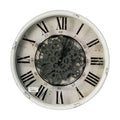 20" White And Black Iron Analog Distressed Round Wall Clock  Warm Home View