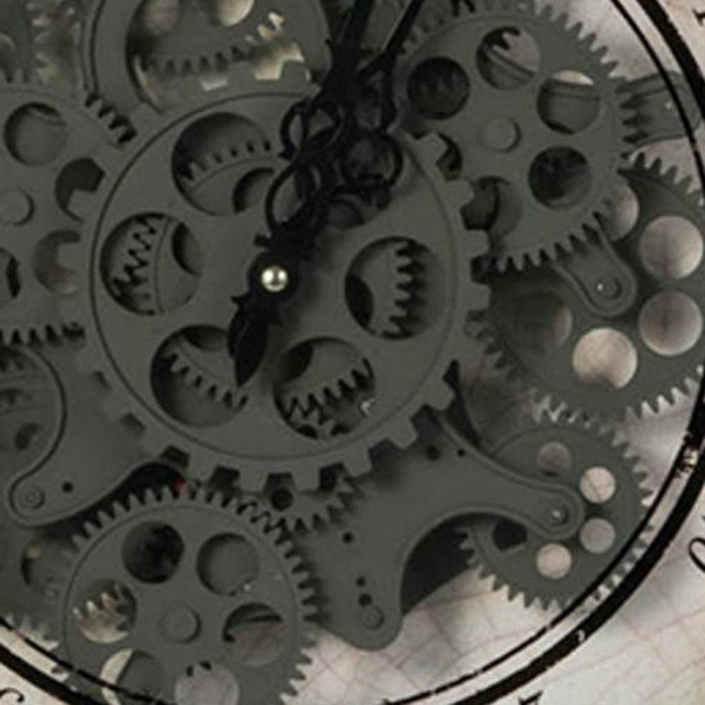 20" White And Black Iron Analog Distressed Round Wall Clock  Warm Home View