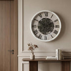 20" White And Black Iron Analog Distressed Round Wall Clock  Warm Home View