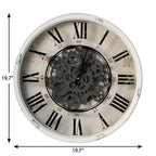 20" White And Black Iron Analog Distressed Round Wall Clock  Warm Home View