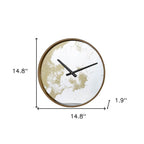 Gold Dust 14" Modern Round Wall Clock  Warm Home View