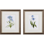 Set of Two Watercolor Dark Blue Flowers Wall Art  Warm Home View