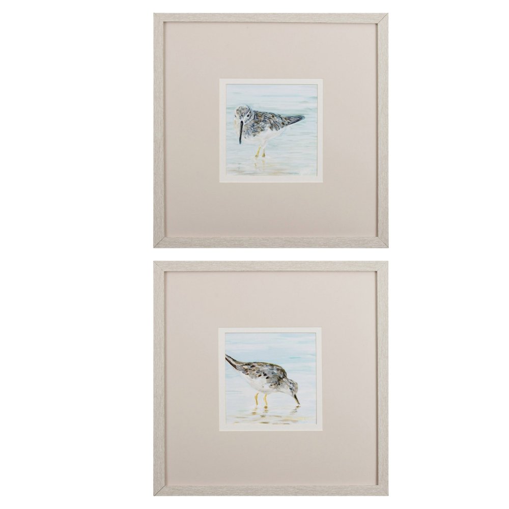 Set of Two Sandpipers Watercolor Wall Art  Warm Home View