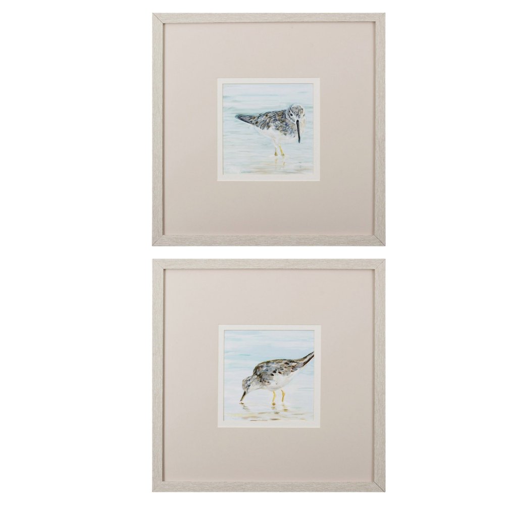 Set of Two Sandpipers Watercolor Wall Art  Warm Home View