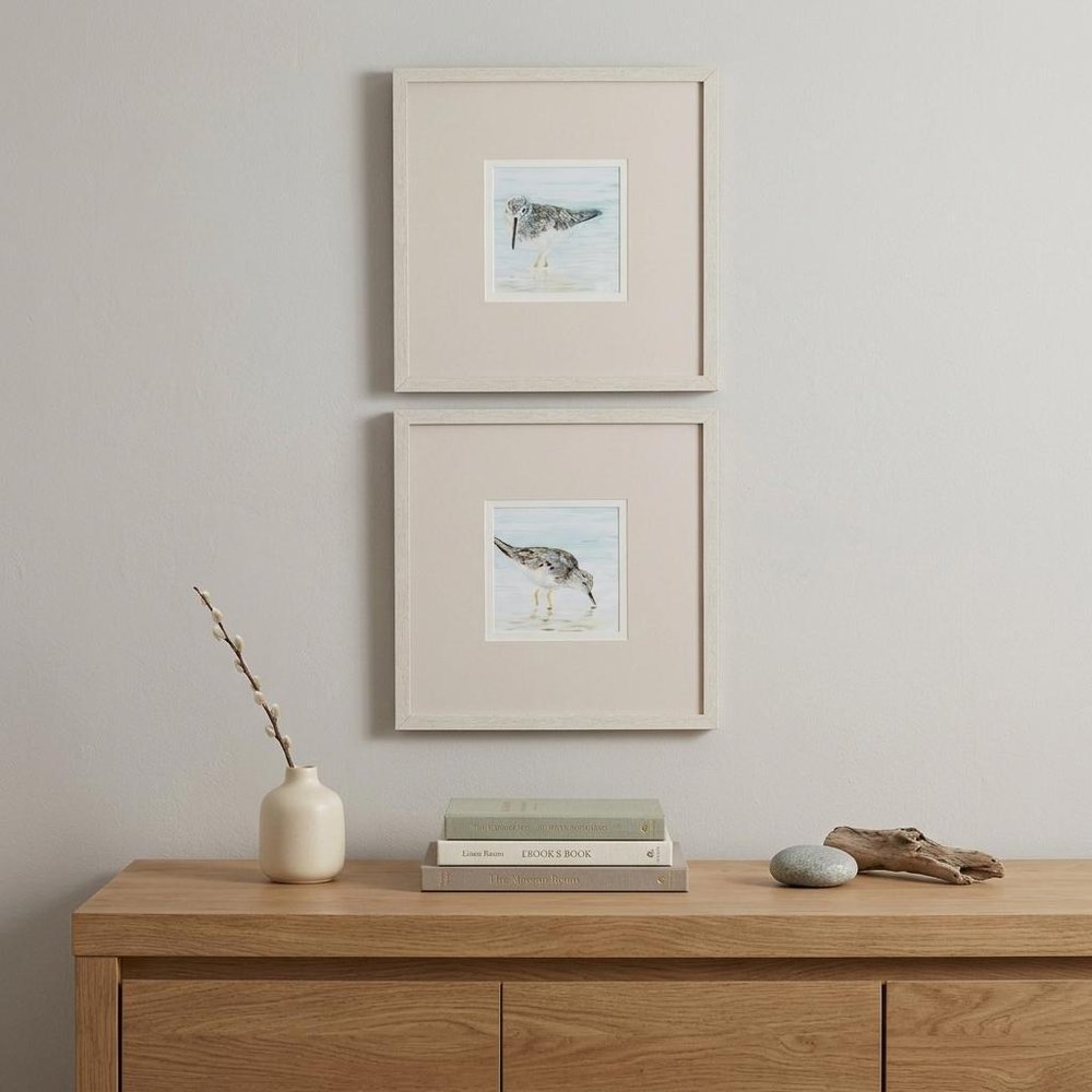 Set of Two Sandpipers Watercolor Wall Art  Warm Home View