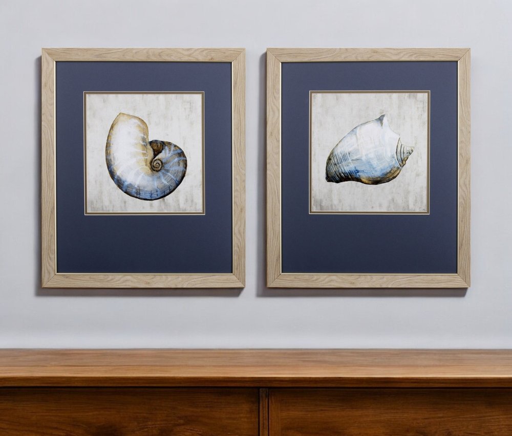 Set of Two Ocean Seashells Wall Art  Warm Home View