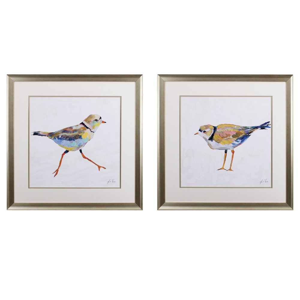 Set of Two Colorful Beach Birds Wall Art  Warm Home View